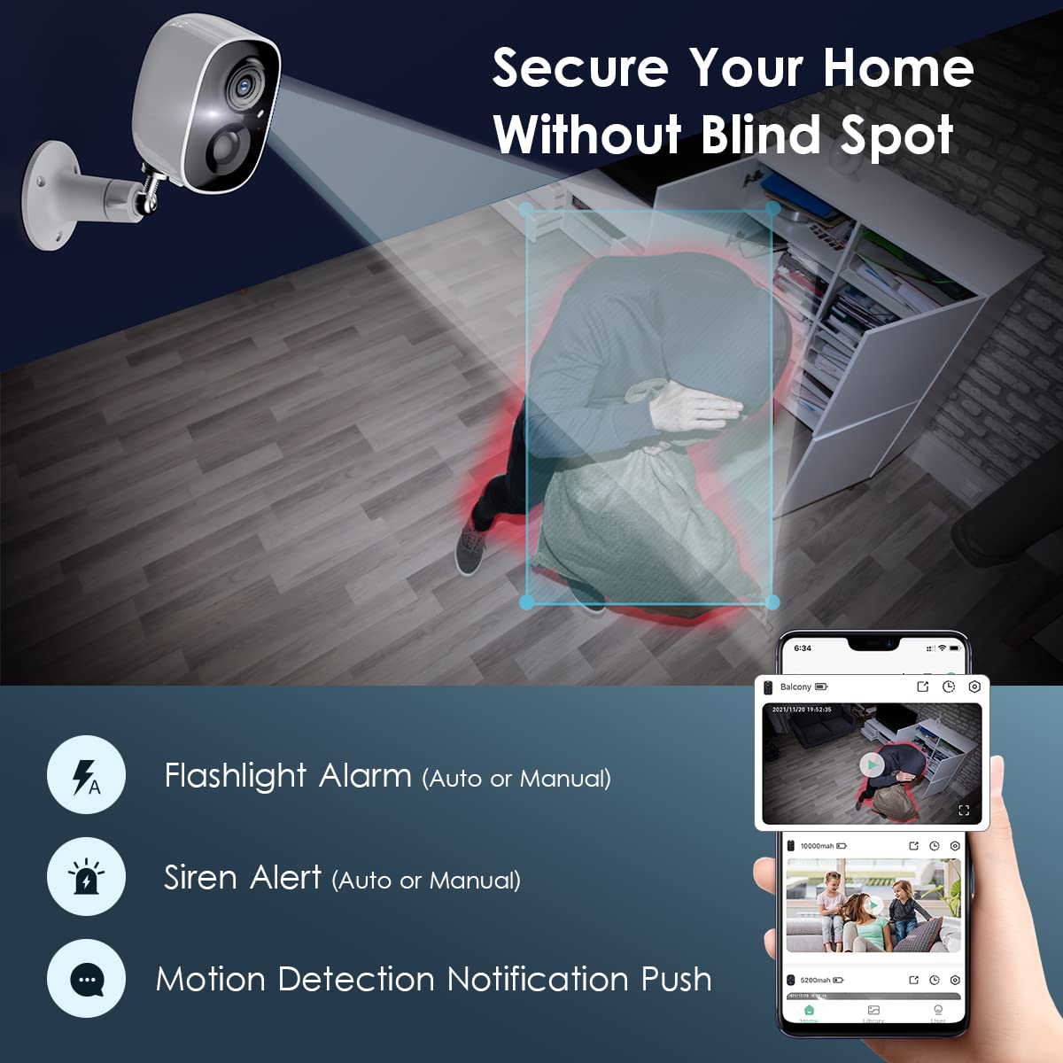 Security Camera Wireless Outdoor, Outdoor Camera Wireless 2-Way Talk Battery Powered Wi-Fi Cameras for Outside and Indoor 2K Night Vision AI Motion