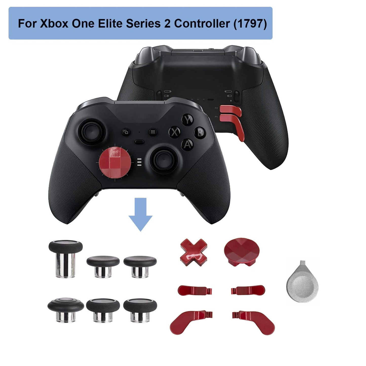 for Elite Series 2 Thumbsticks, D-Pads, Paddles Trigger Buttons Replacement with Tools for Xbox One Elite Series 2 Controller Model1797, Elite Series