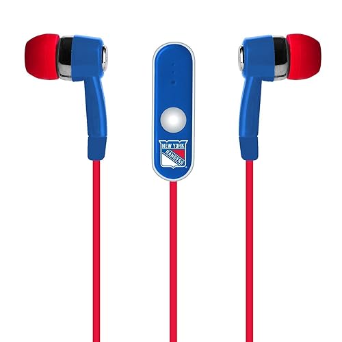 MIZCO NHL New York Rangers Hands Free Ear Buds with Microphone