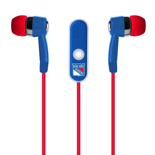 MIZCO NHL New York Rangers Hands Free Ear Buds with Microphone