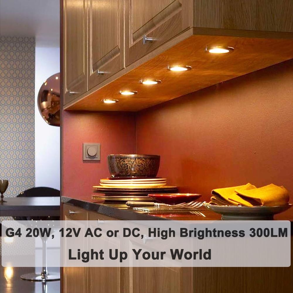 Vinaco G4 Halogen Bulb 12V 20W 2800K Warm White for Cabinet Lighting