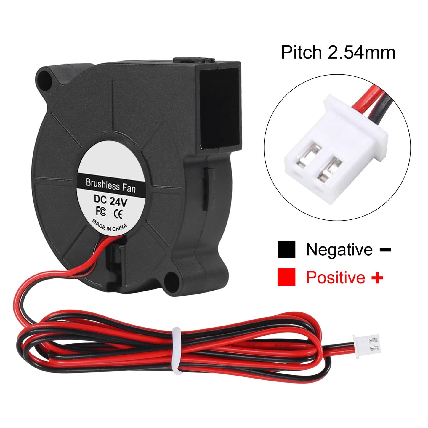 4pcs 50mm 5015 Blower Fan 24V Fans Blower Turbine Turbo Dual Ball Bearing, 1000mm/39in Cable Brushless Cooling 50mmx15mm 2PIN for 3D Printer Hotend