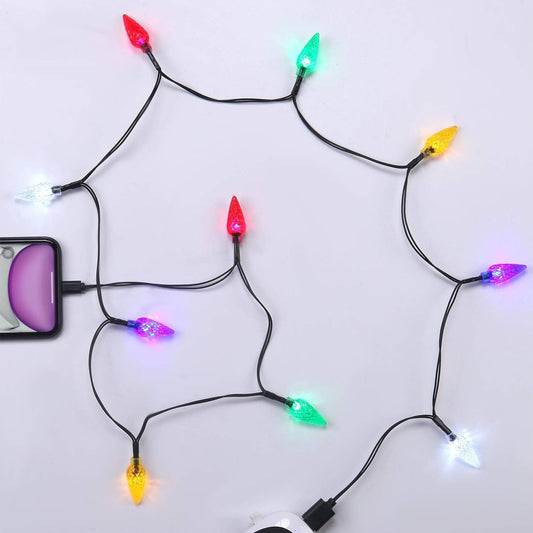 LED Christmas Light iPhone Charger Cord USB To Type C Charging Cable Gift for iPhone 17/16/16 Pro/15/15 Pro/15 Pro Max/iPad/Samsung with 10 Lights…