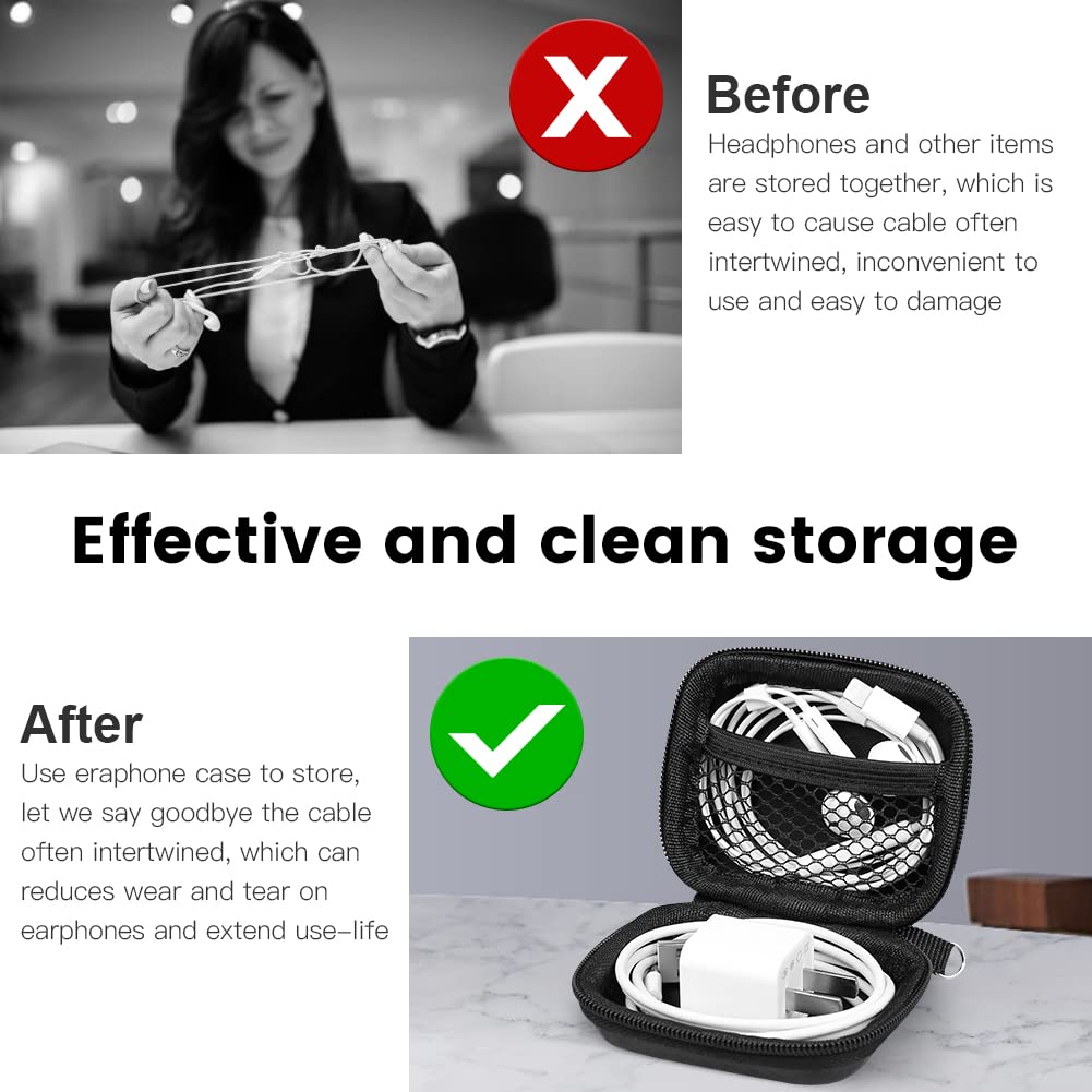 Earbud Case Holder Earphone Case Hard EVA Headphone Storage Bag Small Zipper Pouch Compatible with Wired Earbuds, JBL Vibe Beam, Tune 230NC TWS, TAGRY
