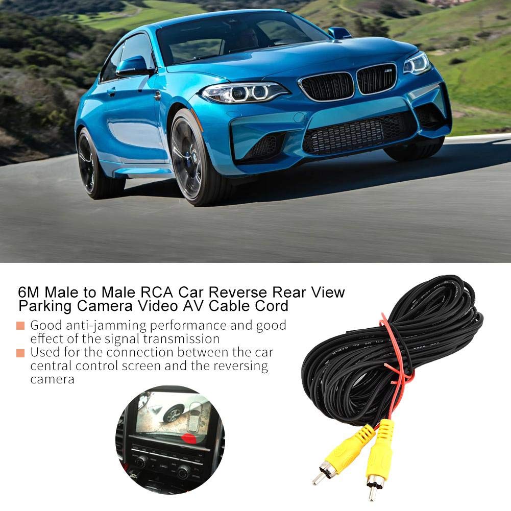 Gorgeri Reversing Camera Cable Cable for Car Camera 6M Male to Male Car Reverse Rear View Parking Camera Video AV Cable Cord Cable for Reverse Camera