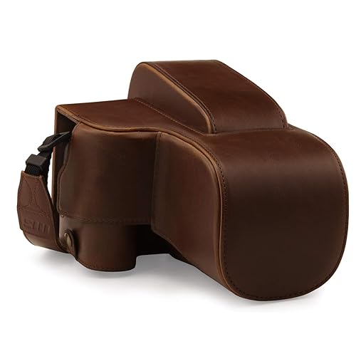 MegaGear Faux Leather Case Compatible with Nikon Coolpix P950 - Dark Brown (MG1879)