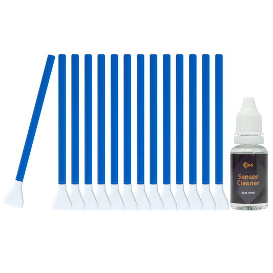 UES APS-C Sensor Cleaning Kit (APSC16) - 14pcs 16mm Sensor Cleaning Swabs & 15ml Alcohol-Free Sensor Cleaner - Compatible with Sony, Nikon, Canon