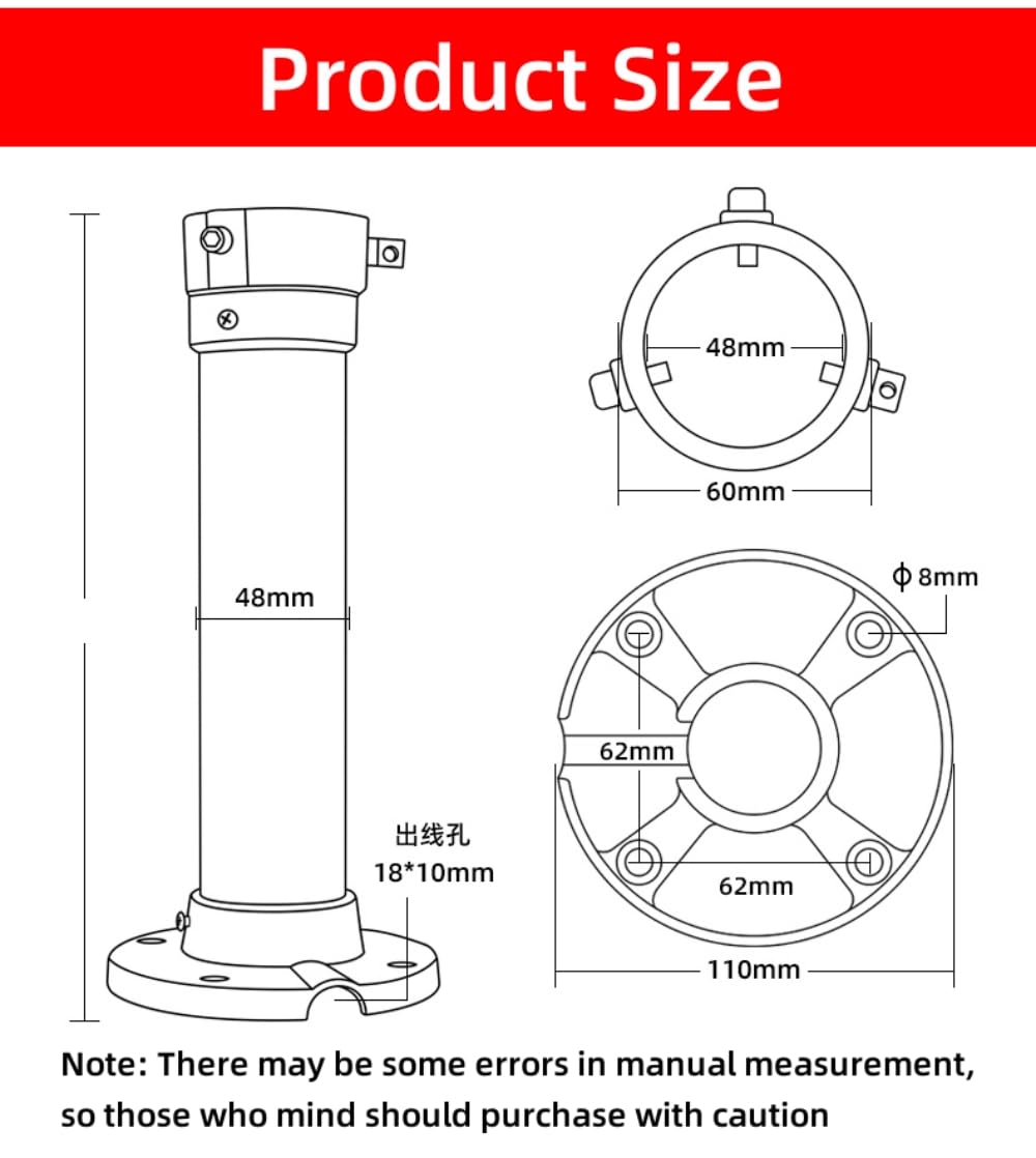 CCTV Security Camera Pendant Wall Ceiling Mount Bracket, I-Type Dome PTZ Camera Universal Camera Wall Mounting Bracket for CCTV Surveillance Camera/IP