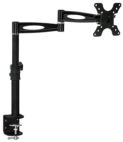 Mount-It! Single Monitor Arm Mount | Desk Stand | Heavy Duty Full Motion Height Adjustable | Fits 19 21 24 27 29 30 in VESA 75 100 Compatible Computer