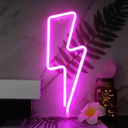 YouOKLight Lightning Bolt Neon Sign Lights, LED Wall Light Night Lights, Battery or USB Powered Neon Lights for Wall Decor, Bedroom, Kids Room, Living