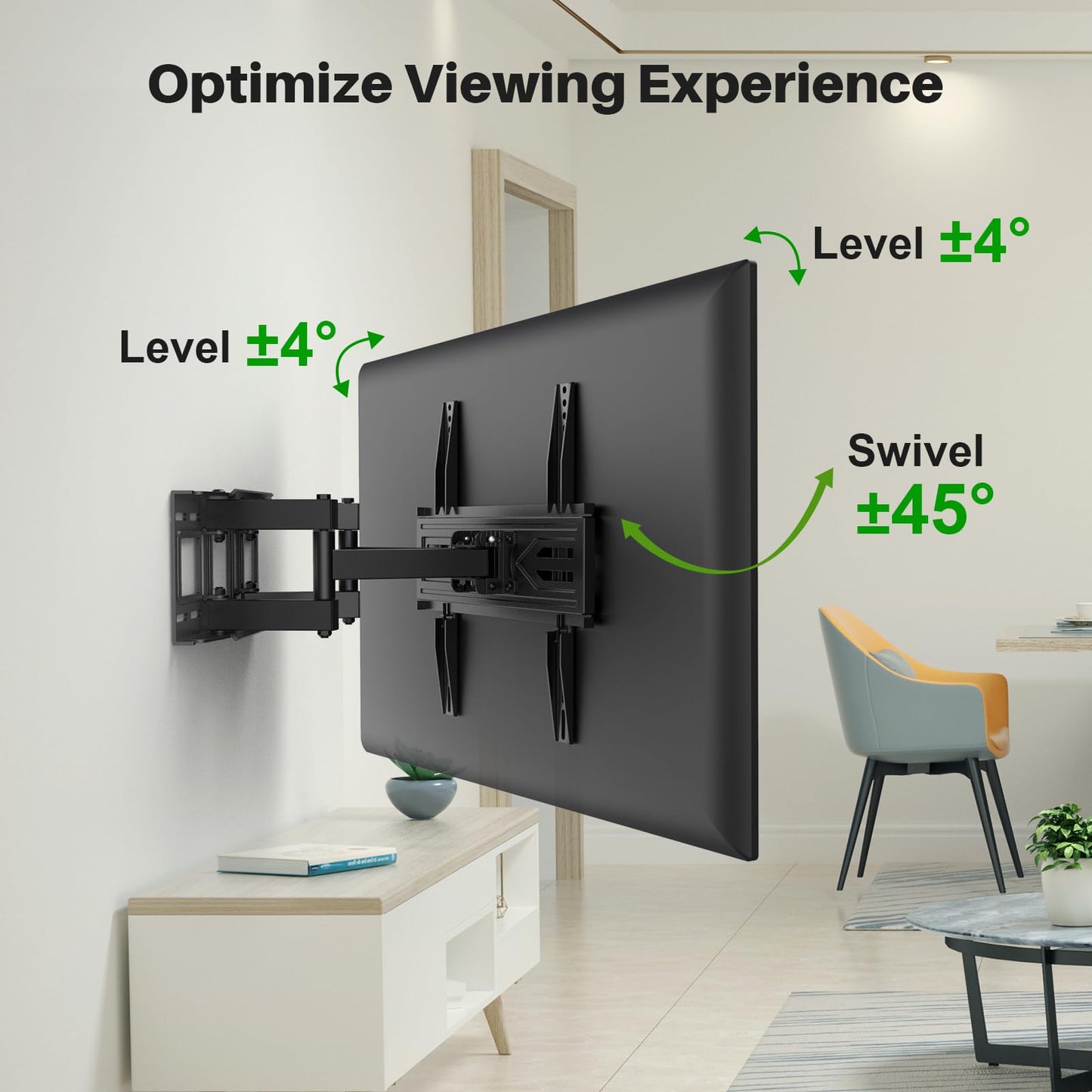 USX MOUNT Full Motion TV Wall Mount for Most 32-70 inch TVs up to 99 lbs, Wall Mount Bracket with Dual Articulating Arms, Swivel, Tilt, Max VESA