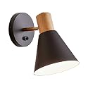 ClanKin Wall Sconces Lighting for Bedroom, Black Adjustable Wood Style Wall Sconce Reading Lamp, Wall Light for Bedroom Hallway Living Room