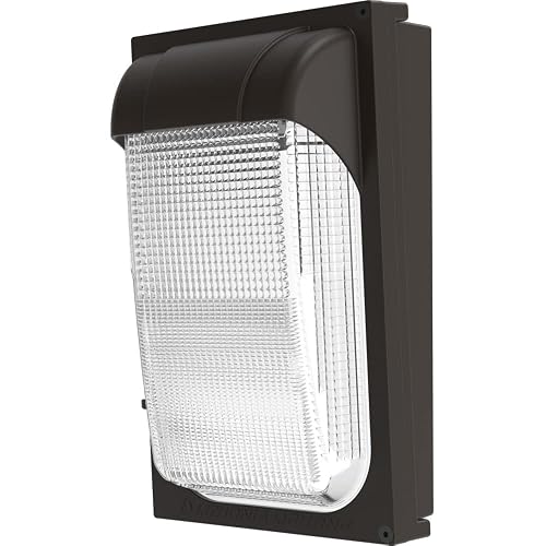 Lithonia Lighting 7.5" Mini LED Wall Pack Outdoor Light Fixture, Building Wall Light, Adjustable Lumens, 4000K Cool White, MVOLT 120-277V, IP65, Glass