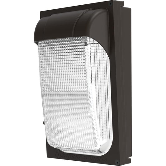 Lithonia Lighting 7.5" Mini LED Wall Pack Outdoor Light Fixture, Building Wall Light, Adjustable Lumens, 4000K Cool White, MVOLT 120-277V, IP65, Glass