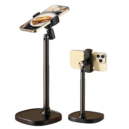 Faung Cell Phone Stand for Desk, Adjustable Height & Angle Phone Holder, 360° Rotation Retractable Desktop Phone Stand for iPhone Samsung and All
