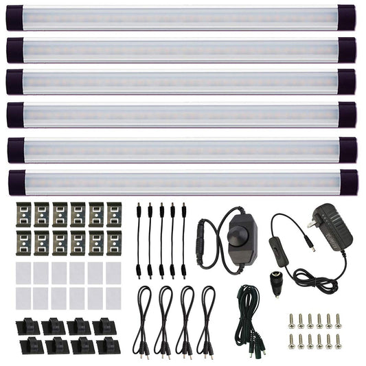AIBOO LED Under Counter Light Rigid Bar Kit, Plug in Corded 12V LED Under Cabinet Lighting Dimmable with Switch for Counter Shelf Showcase Display
