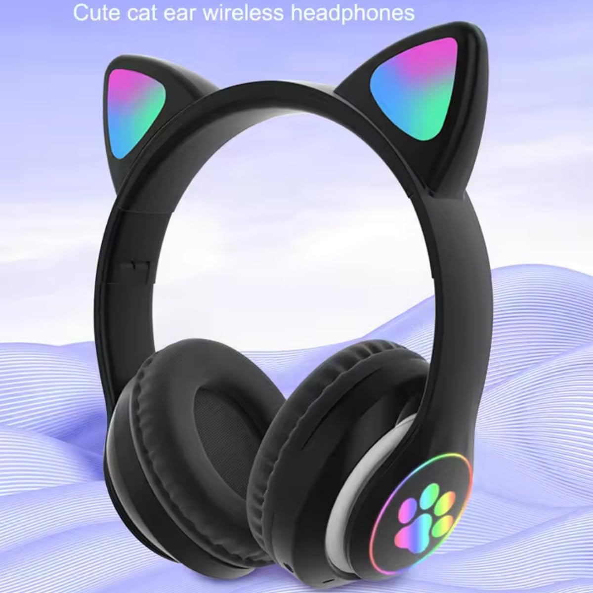 Kids Bluetooth Headphones, Foldable Wireless Headset for Kids, Bluetooth 5.3 Over-Ear Headphones with Mic, LED Lights Up,85dB Volume Limited,Girls