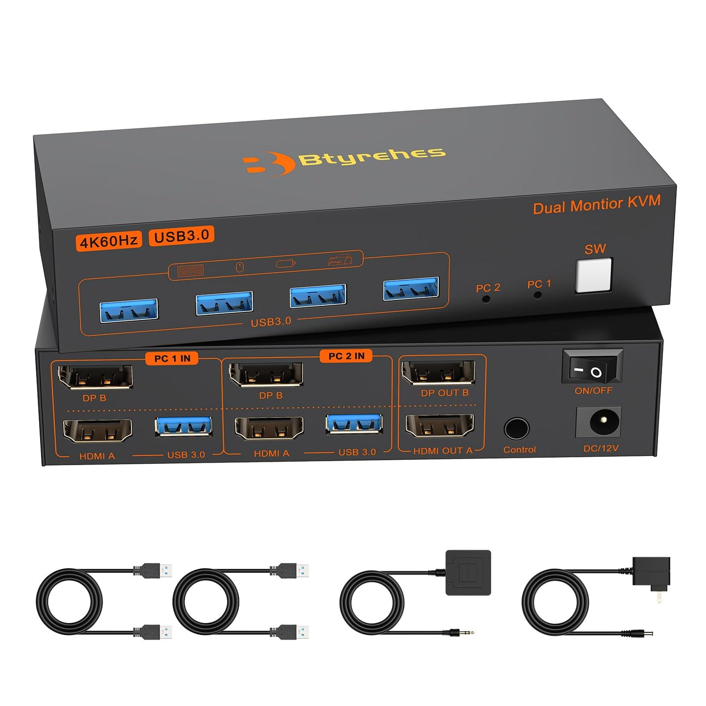 4K Kvm Switch 2 Monitors 2 Computers 4K@60Hz HDMI Displayport Dual Monitor KVM Switches 2 Ports for 2 PC Share Mouse Keyboard and 2 Screens with USB
