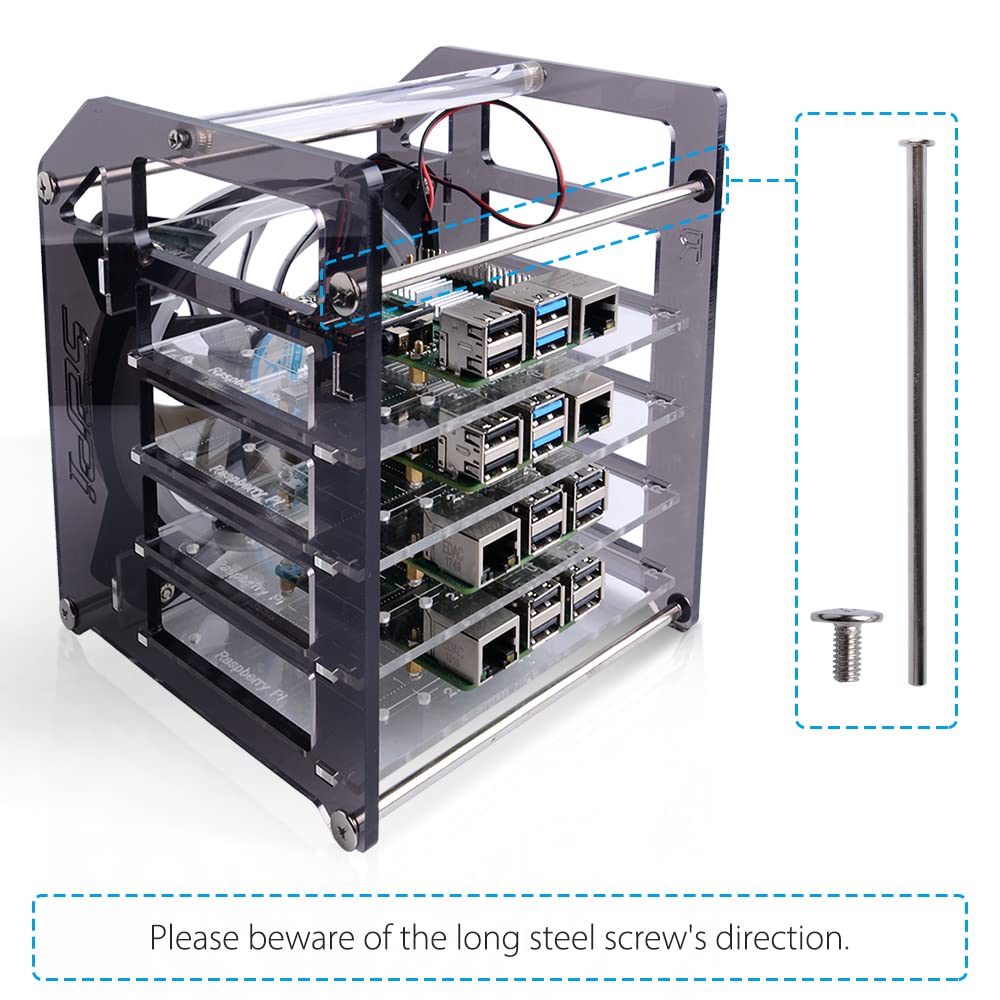 GeeekPi Cluster Case for Raspberry Pi, Pi Rack Case Stackable Case with Cooling Fan 120mm RGB LED 5V Fan for Raspberry Pi 4B/3B+/3B/2B/B+ and Jetson