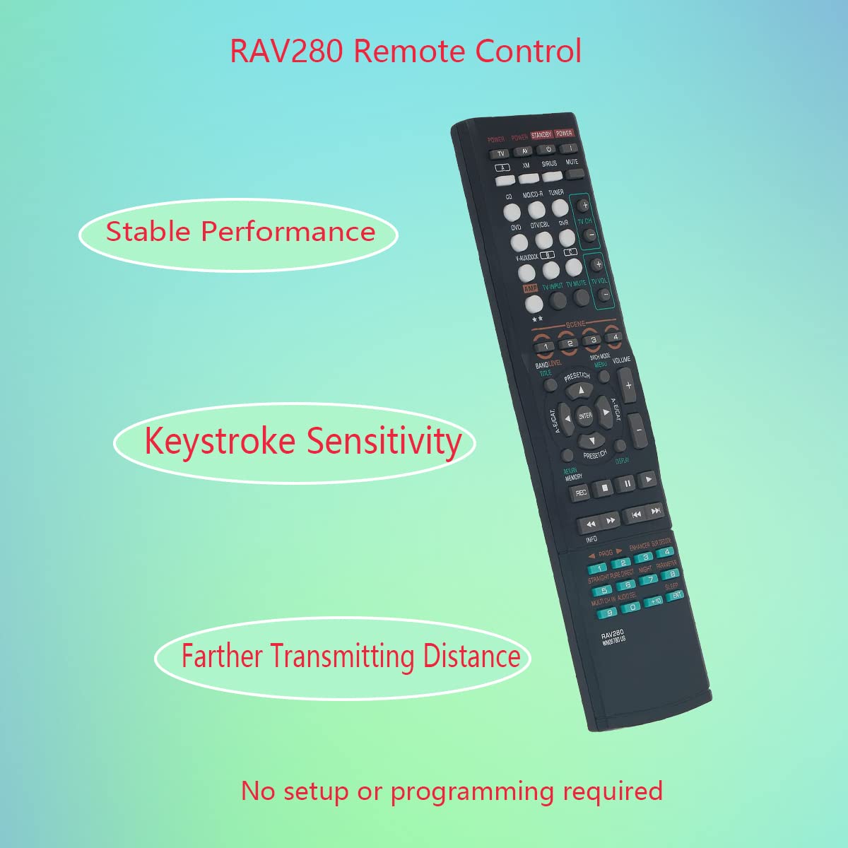 GHUST Replaced Remote Control for Yamaha RAV282 WN05800 RAV283 WN058100 HTR-6130 HTR-6230 RX-V363 RX-V365 RX-V365BL YHT-390 YHT-390BL YHT-391