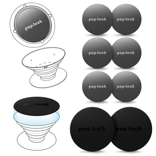 Metal Plate for Phone Magnet, 8 Pack Replacement Magnet Disc Magic Mount Plate with Adhesive Backing for Socket Grips & Magnetic Car Holder Cradle