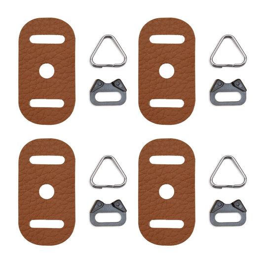 DBZZ Camera Leather Anti-Scratch Protector Pad Cover with Triangle Split Ring Hook for DSLR RF Mirrorless Round Hole Interface (Coffee Brown-4PCS)
