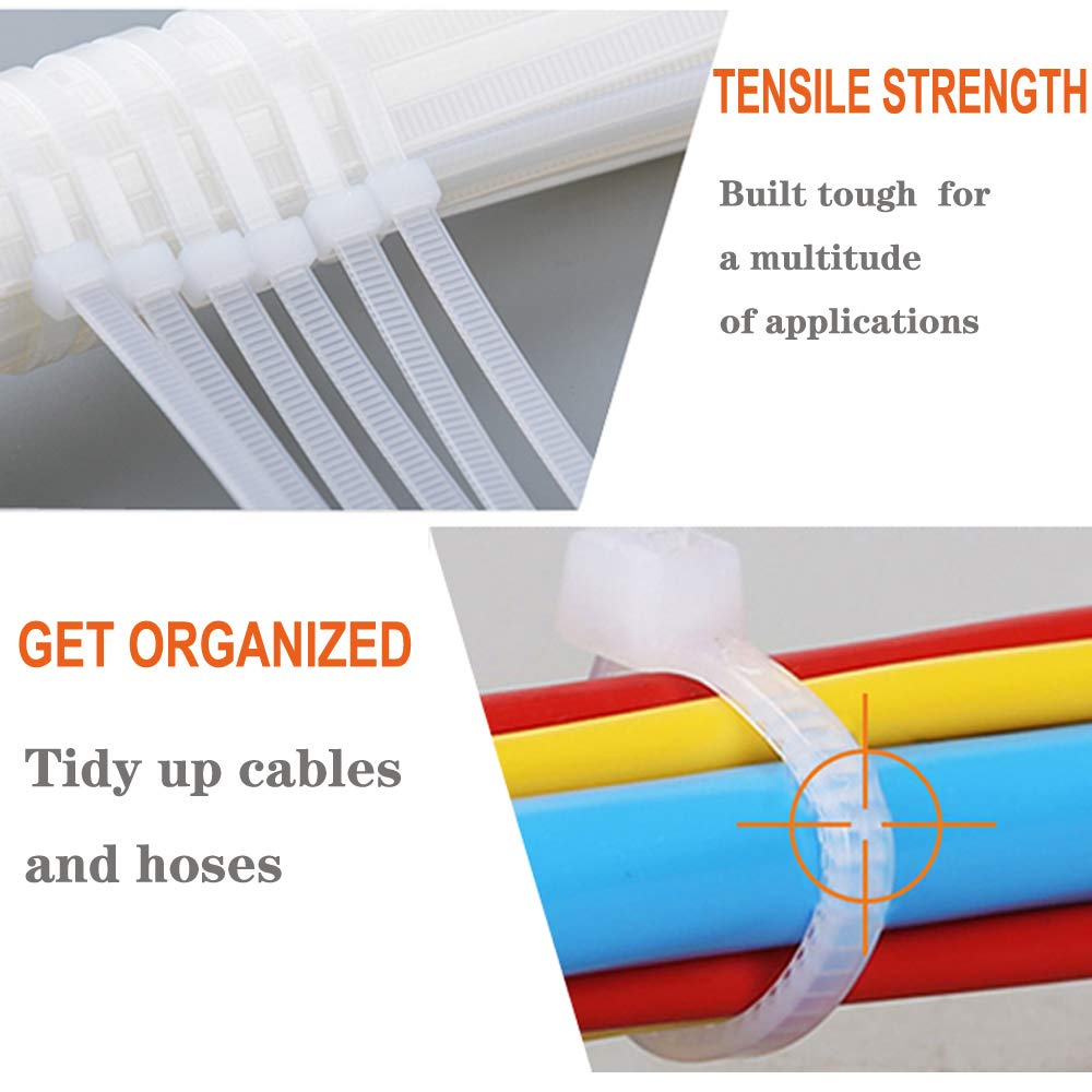 100 8 inch pieces Cable Zip Nylon Heavy Duty Self Locking Wire Ties,