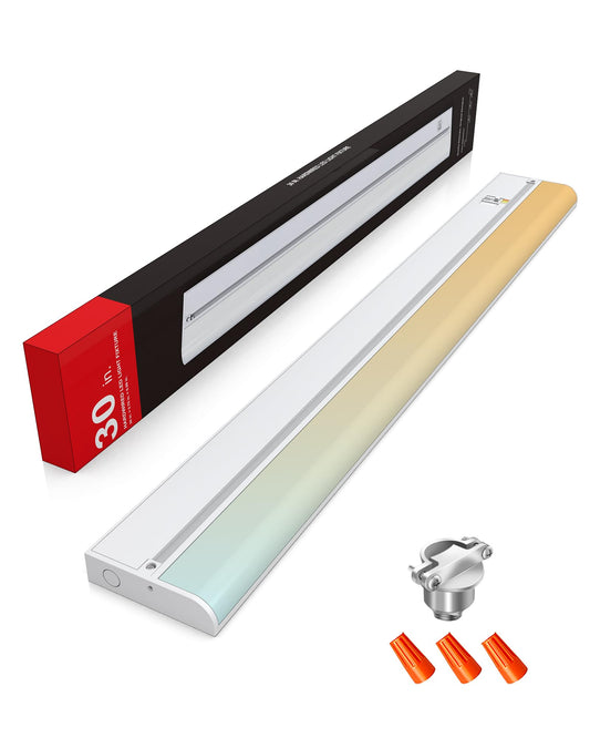 30 Inch Hardwired Under Cabinet Lighting, 3 Color Setting Dimmable LED Under Cabinet Lights Wired, 1700LM Linkable Under Counter Lights for Kitchen