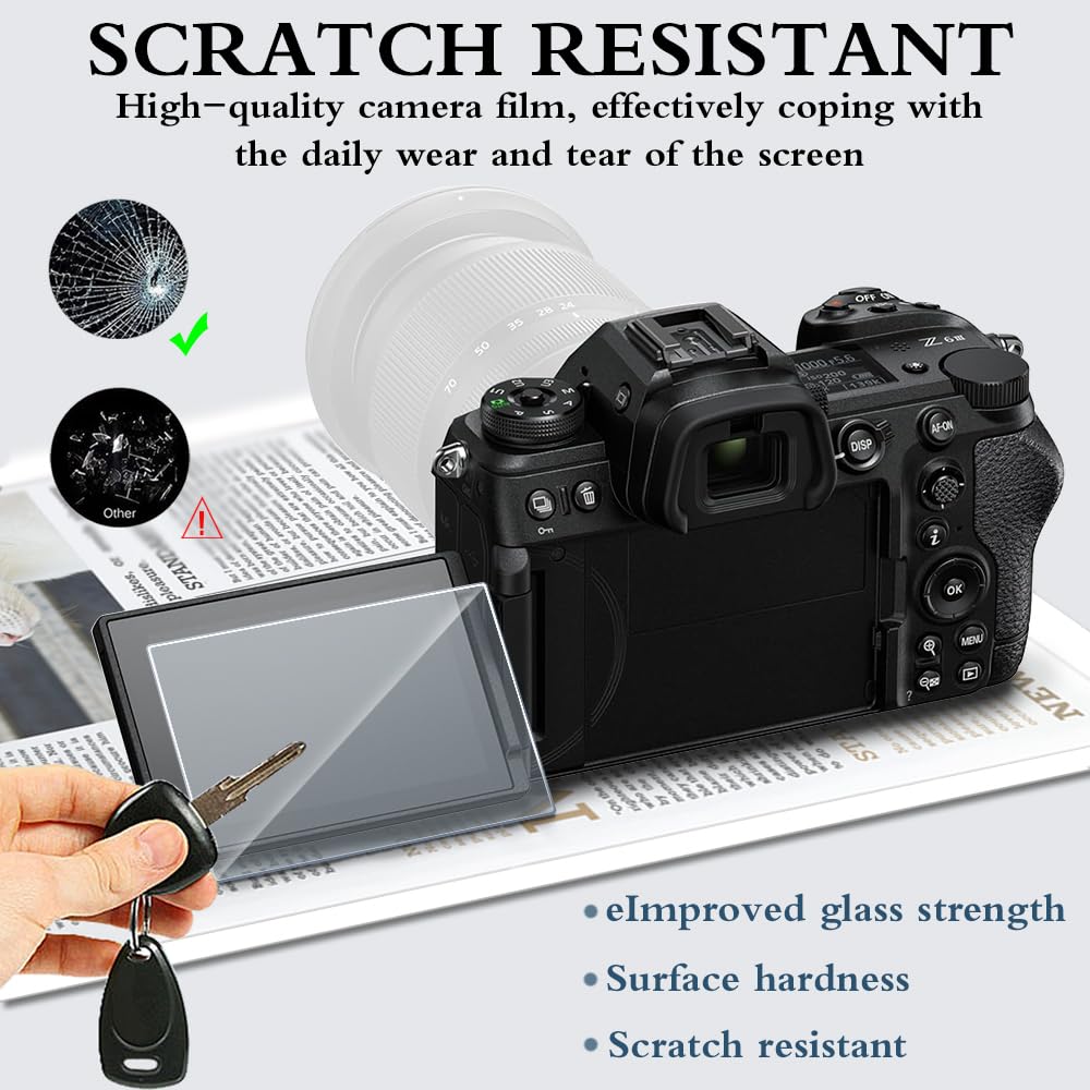 HUADU Screen Protector Compatible for Nikon Z6 III Z6III Camera,Tempered Glass Film Anti Scratch High Definition and Soft Silicone Case
