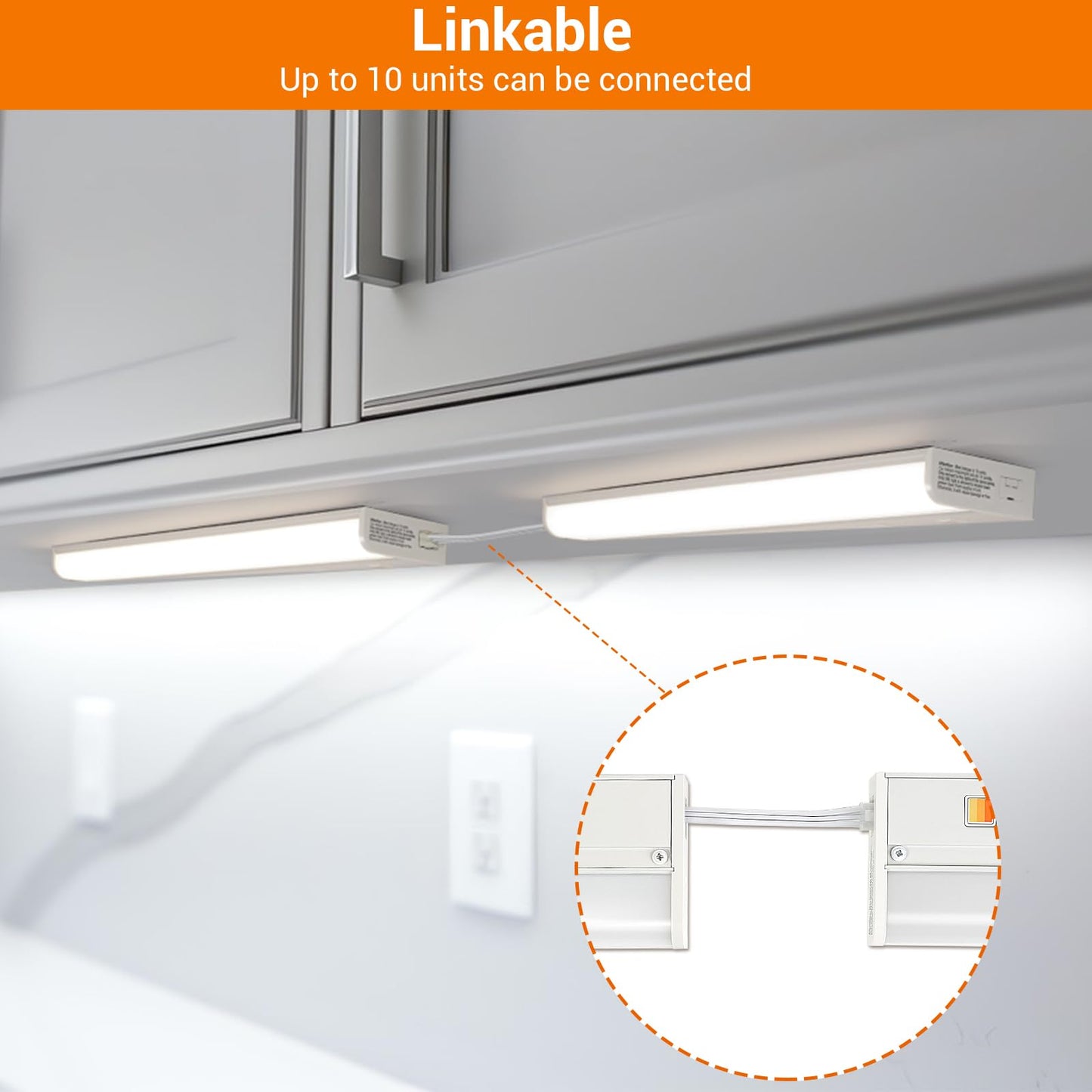 Dawnrise 24" Hardwired Under Cabinet Light,Linkable,1270 Lumens,3 Color Selectable,Brightness Adjustable,Under Counter Lights for Kitchen,Wide