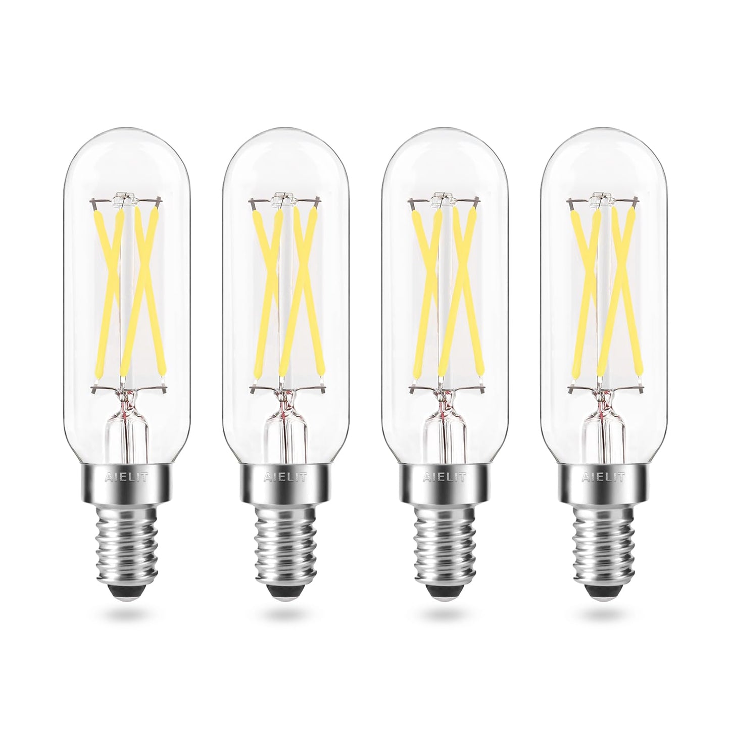 AIELIT T8/T6/T25 E12 LED Light Bulbs 40-Watt Equivalent, Natural White 4000K, Clear Glass, Tubular 4W Dimmable LED Filament Bulb for Home, Restaurant