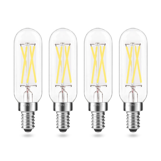 AIELIT T8/T6/T25 E12 LED Light Bulbs 40-Watt Equivalent, Natural White 4000K, Clear Glass, Tubular 4W Dimmable LED Filament Bulb for Home, Restaurant
