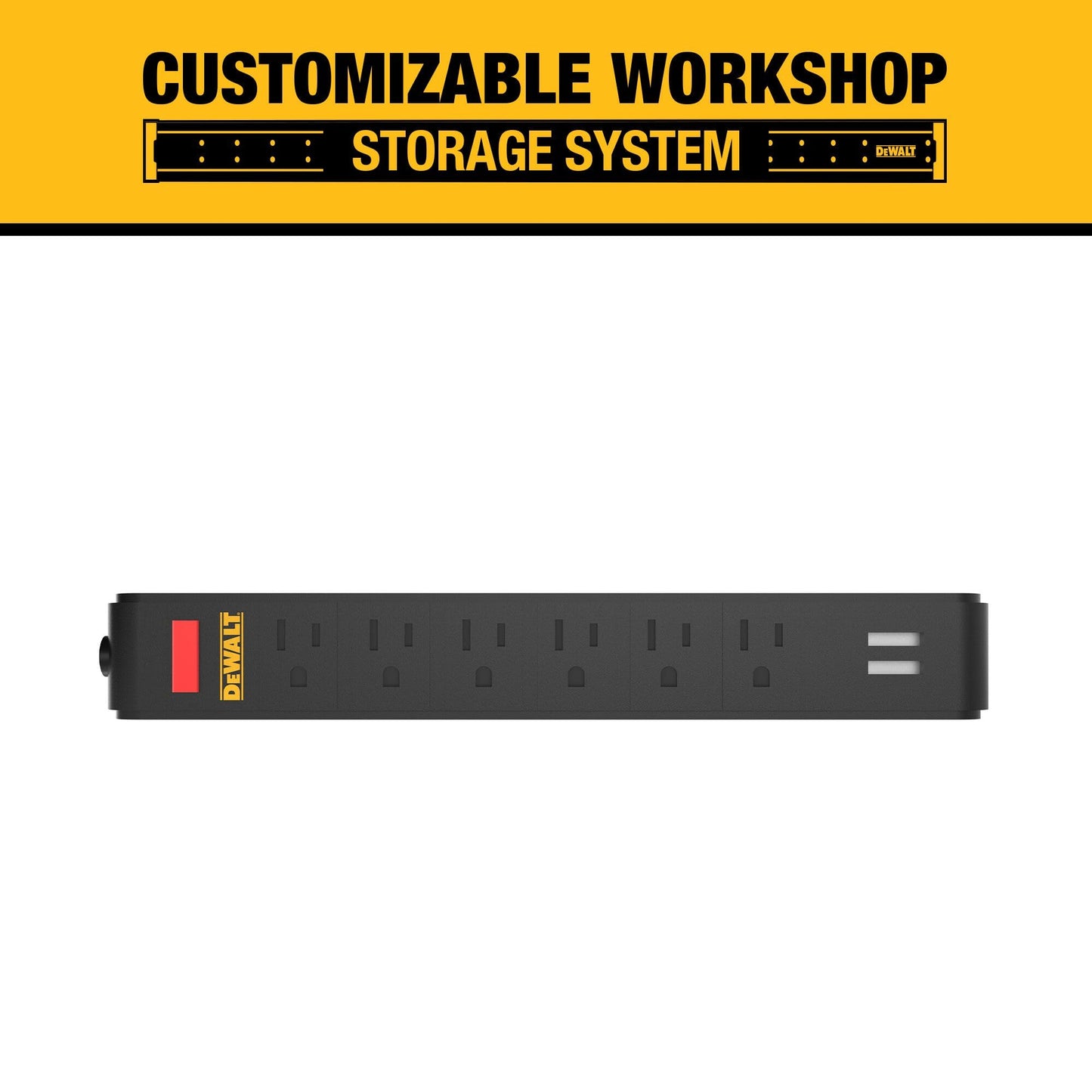 DEWALT Magnetic Power Strip with 6 Power Outlets, DEWALT Workshop Storage System Compatible (DWST82693)