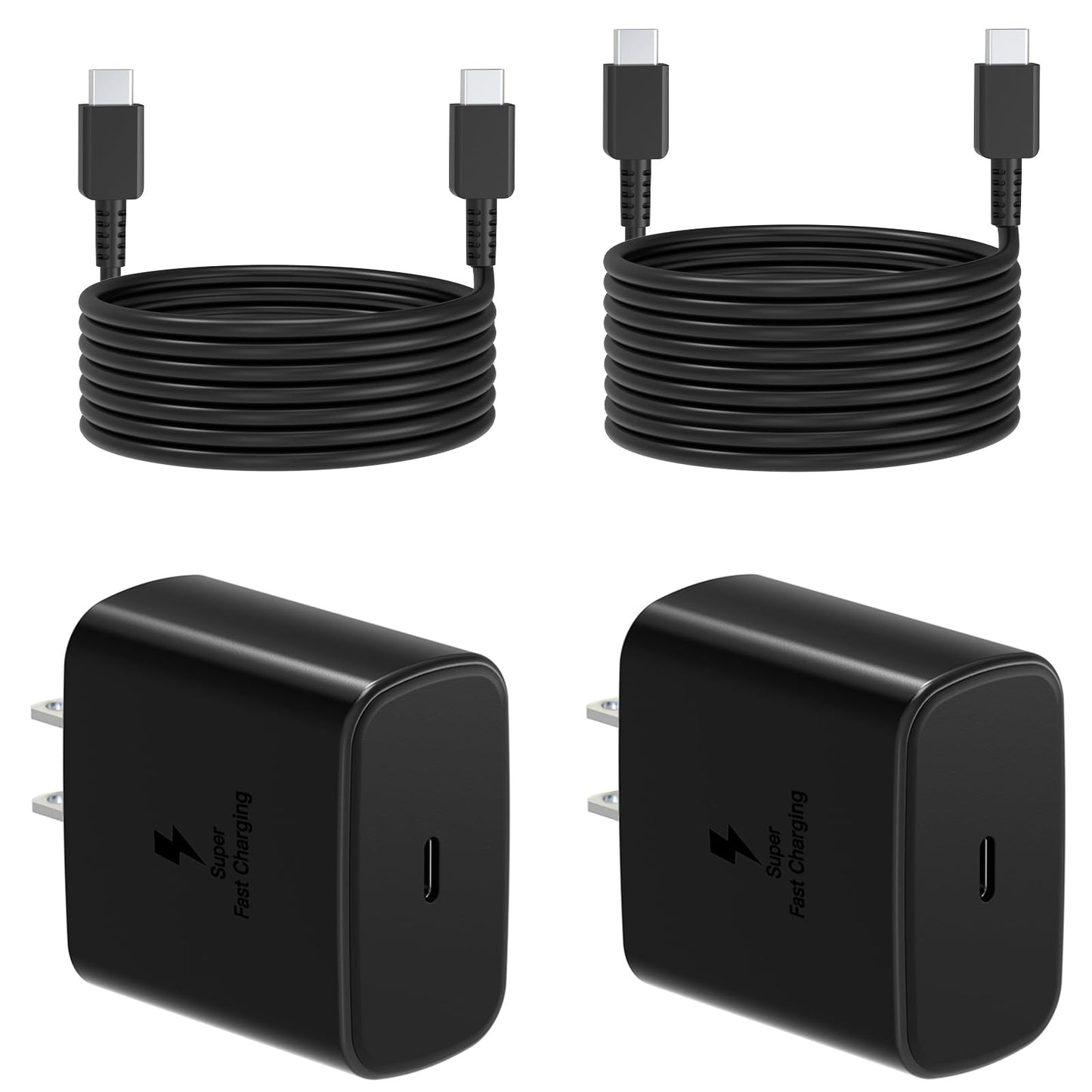 45W Samsung Super Fast Charger Block, 2Pack Type C Fast Charging Block with 3FT USB C Charger Cable(TPE Cable Not Nylon Braided) Compatible