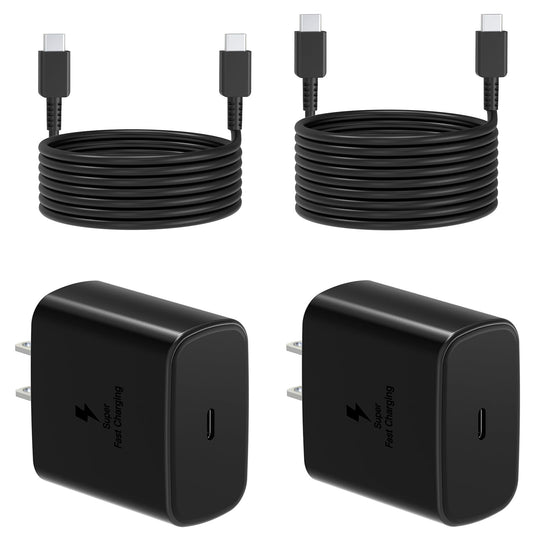 45W Samsung Super Fast Charger Block, 2Pack Type C Fast Charging Block with 3FT USB C Charger Cable(TPE Cable Not Nylon Braided) Compatible