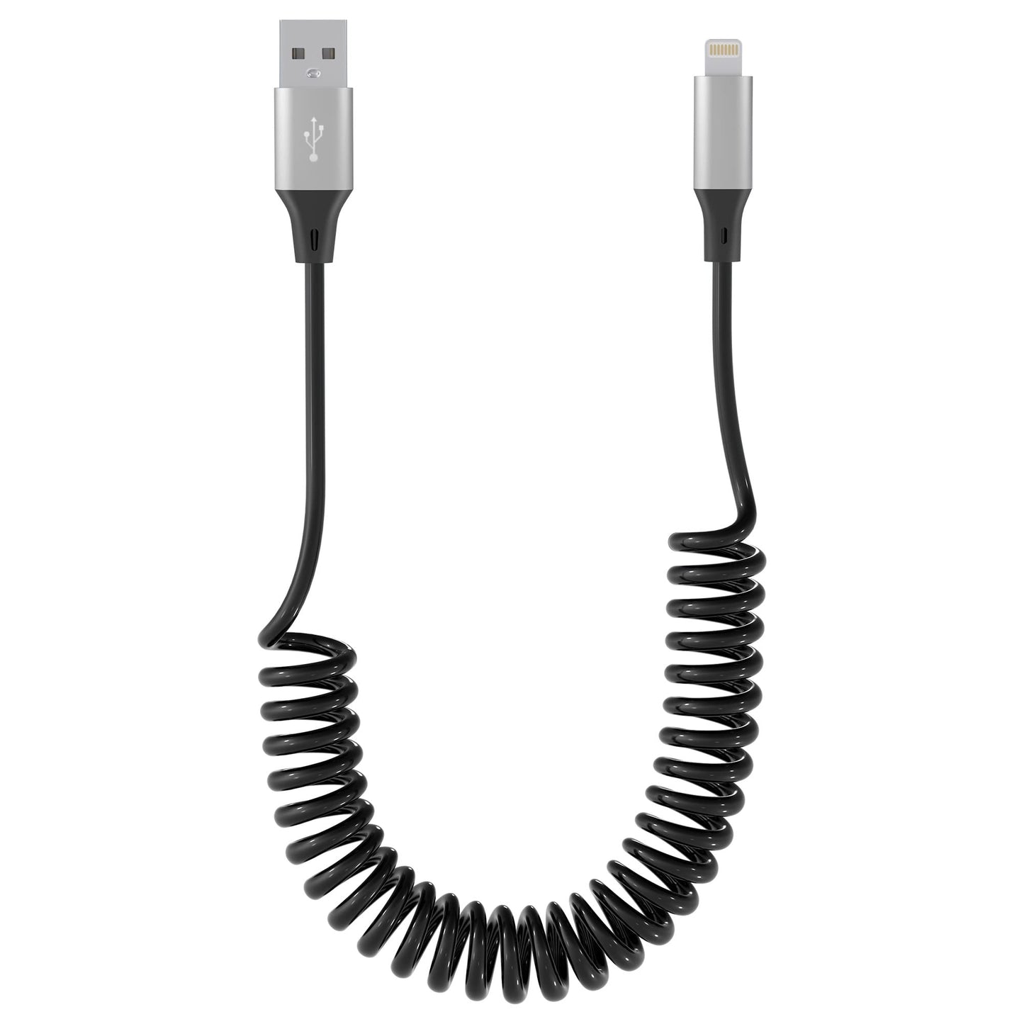 Coiled Lightning Cable Apple Carplay Compatible [Apple MFi Certified] Retractable iPhone Charger with Data Sync, Short iPhone Charger Cord…