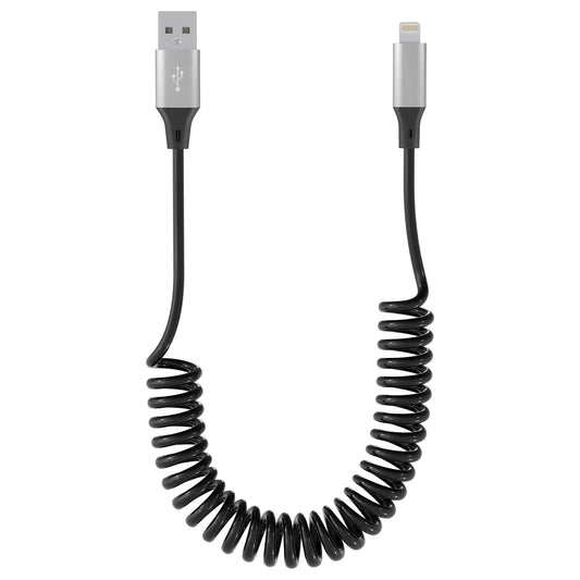 Coiled Lightning Cable Apple Carplay Compatible [Apple MFi Certified] Retractable iPhone Charger with Data Sync, Short iPhone Charger Cord…