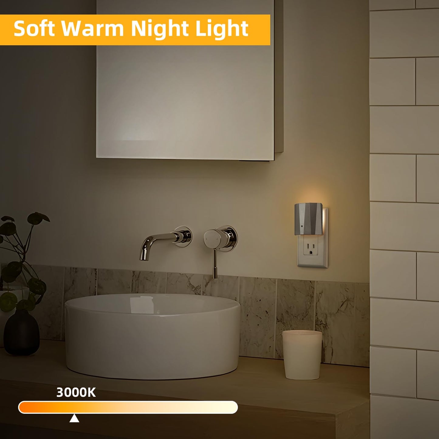 Dawnrise Plug in Night Lights for wall, Dawn to Dusk Night Light with 3000 K/5 Lm, Backlit Nightlights for Bedroom, Kids Room, Hallway, Living Room
