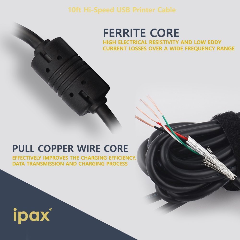 IPax 15ft USB Printer Cable AC Power Cord Compatible with HP Officejet Pro 4650 5740 6830 6968 6978 7740 8210 8216 8600 Plus 8610 8620 8630 8710 8720