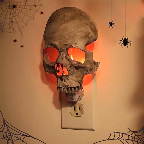 gzrnje Human Skull Night Light,2025 New Skull Night Light,Horrible Light Decoration for Halloween Party and Home Decor.