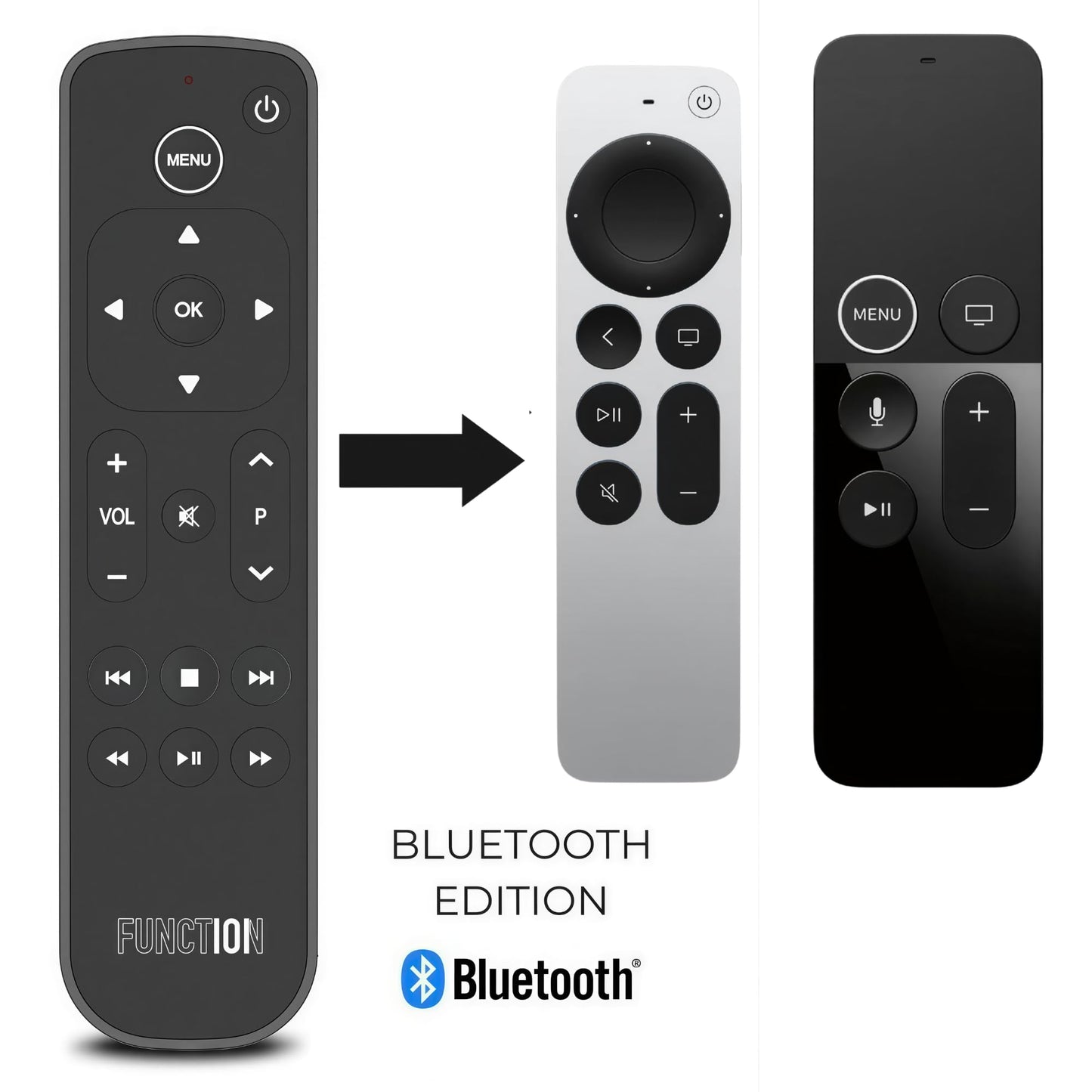 Function101 Button Remote for Apple TV (Bluetooth Edition) - Apple TV Replacement Remote for Apple TV 4K & All Models | Bluetooth + Infrared |