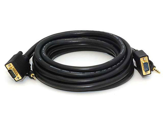 Super VGA HD15 M/M 15ft CL2 Rated Cable w/ Stereo Audio and Triple Shielding (Gold Plated) VGA HD15 M/M