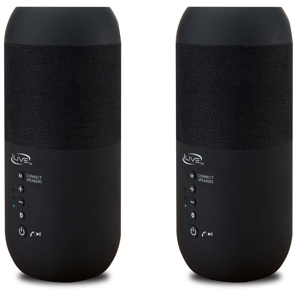 iLive ISBW240BDL ISBW240BDL Bluetooth Indoor and Outdoor Waterproof Speakers with Removable Stakes, 2 Count, Black