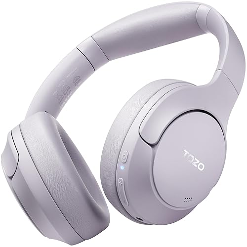 TOZO Hybrid Active Noise Cancelling Headphones, Wireless Over Ear Bluetooth Headset, 60H Playtime, Hi-Res Audio Custom EQ via App Deep Bass Comfort…