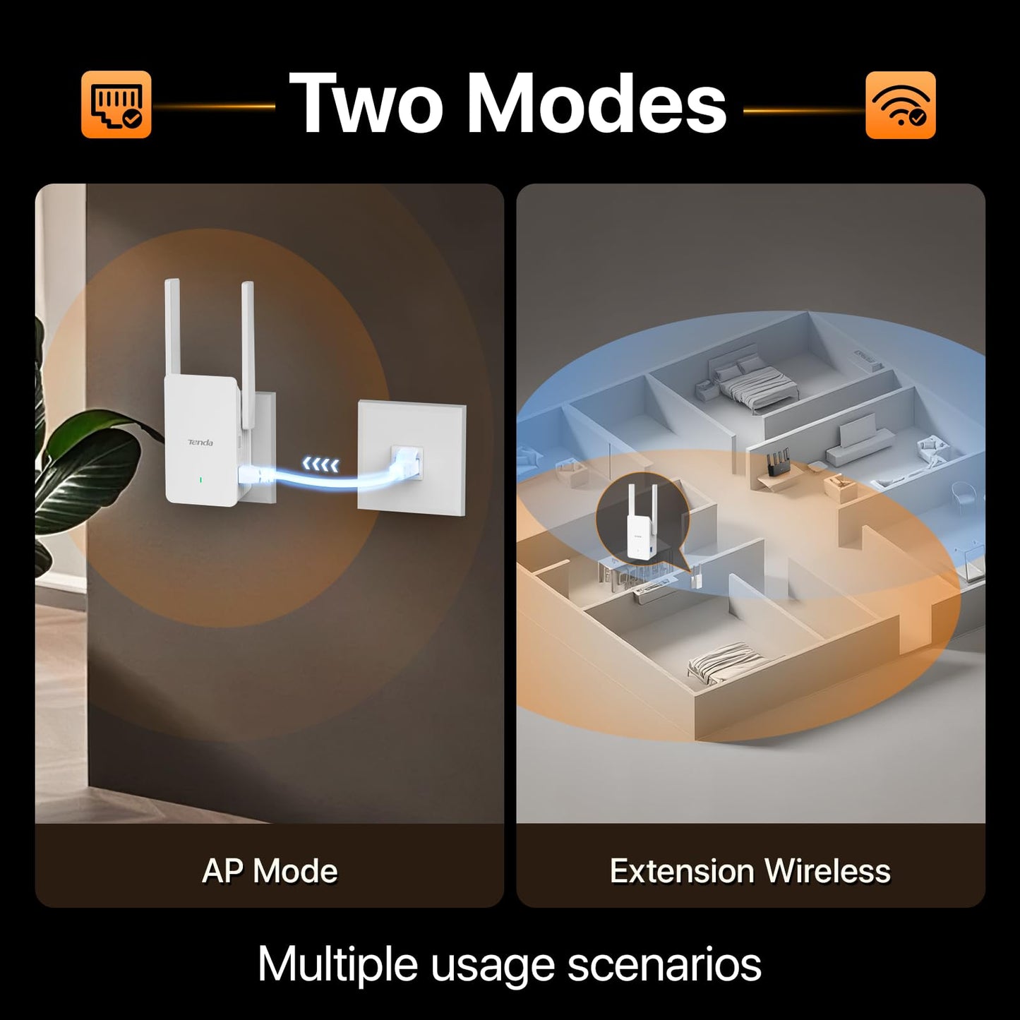 Tenda AX1500 WiFi 6 Range Extender, WiFi Signal Booster for Home Up to 1500sg.ft and 30+ Devices, Dual Band WiFi Extender Booster with Gigabit