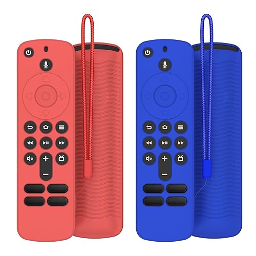 2 Pack Silicone Remote Cover for Alexa Voice Remote,Remote Case for Fire Tv Remote with Lanyard,Anti-Scratch Shockproof Remote Protective Cover