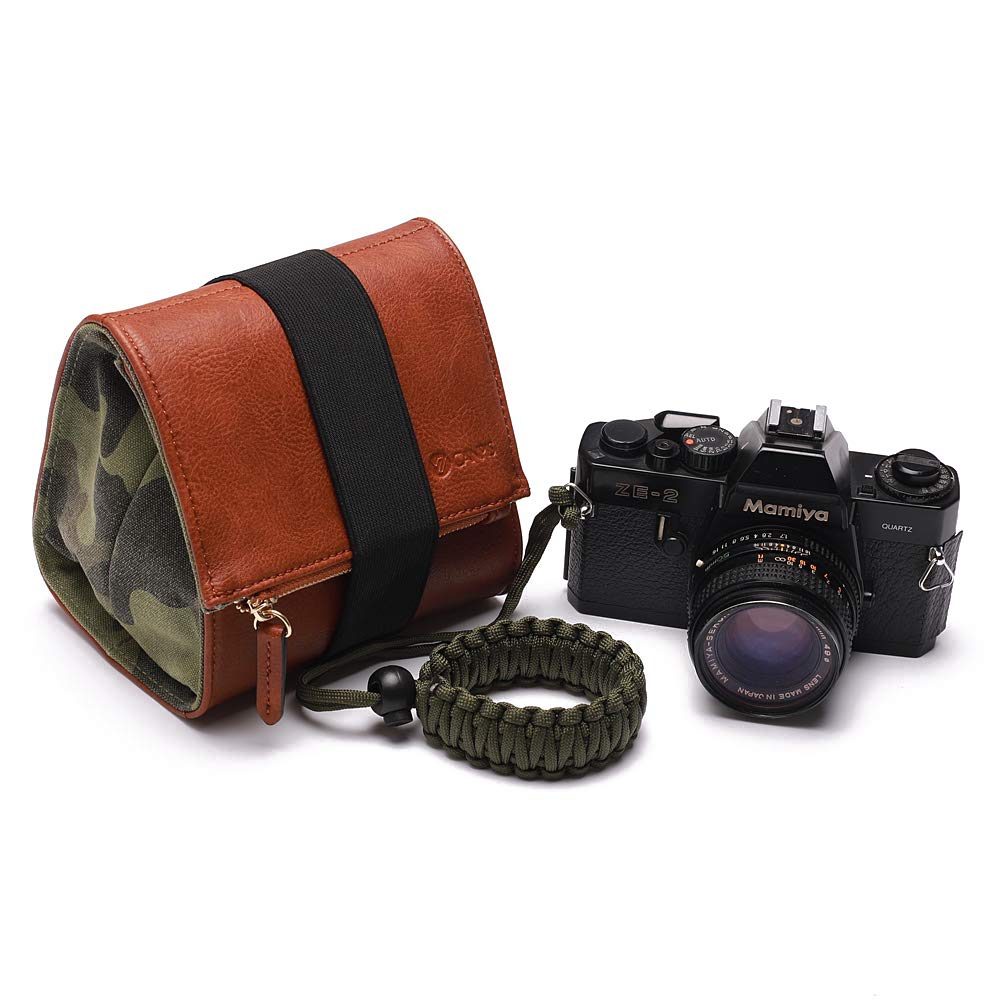 CANPIS Mirrorless Camera Case, Leather Small Camera Bag Lens Pouch, Photography Travel Bag, Outdoor Carry-on Storage Bag (not support DSLR Camera