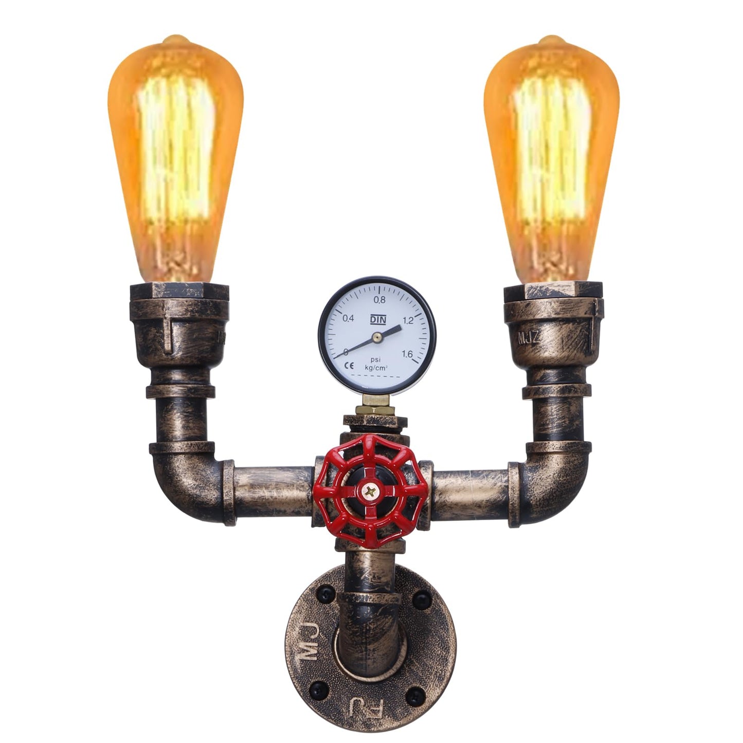 XEYOU Retro Wall lamp Vintage Industrial Steampunk Wall Sconce 2 Lights Metal Water Pipe Style Wall Mounted Lamp Light Fixture E26 Edison Bulb