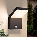 illumishin Outdoor Wall Light Motion Sensor Porch LED Exterior Lights Fixture Sconce Black Modern Aluminum Lamps Front Door Lantern for Patio Garden