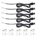 ELNONE 5pcs USB 2 Wire Pigtail Cable 1A 5V 1M 3.3ft Black 28AWG USB A Male Power Cable Plug Cord Connectors with Quick Wire Cable Connector